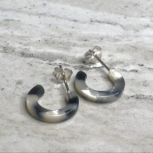 925 Sterling Silver Acrylic Half Hoop Earrings